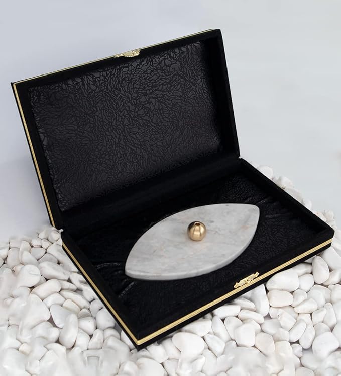 Sermo Ovoid Marble Incense Holder Burner Oval (Cloudy - Gray White)