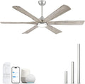 72 Inch Smart Ceiling Fan with Light, Remote/Alexa/APP Control, Rustic 6 Solid Wood Blades, ETL Listed Quiet DC Motor, 9268 CFM Large Airflow, for Indoor High Ceiling, Outdoor Covered Patio