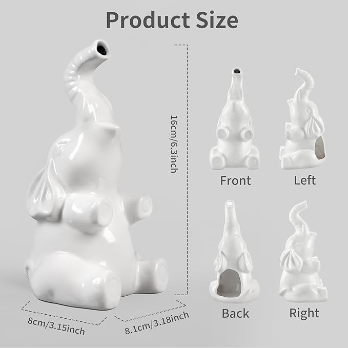 Potiera Small Cute Elephant Incense Holder, Handmade Ceramic Palo Santo and Cone Incense Burner for Meditation Home Decor, Mother's Day Elephant Gifts for Women, Christmas Birthday Gift for Mom Dad