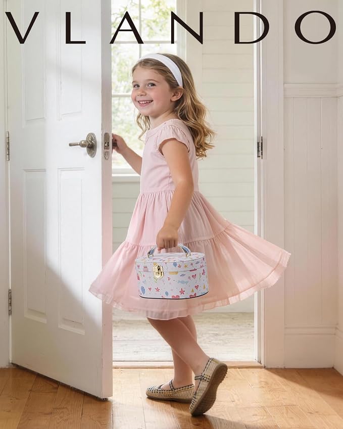 VLANDO Musical Jewelry Box for Girls - Birthday for Girls Ages 4 5 6 7 8-12 Year Old - Kid Music Box with Ballerina for Birthday Bedroom Decor - Fantasy