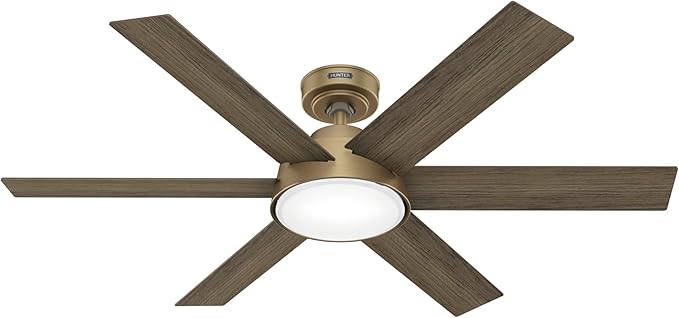 Hunter Donatella, Indoor, Ceiling Fan, Standard Mount, 52 inch, Luxe Gold | with LED Light and Remote Control, Quiet, 6 Blades, For Bedroom, Living Room, Kitchen, 51852