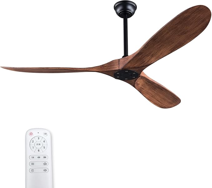 KBZZ 52 Inch Modern Ceiling Fan Without Light, 3 ABS Blades, 6 Speeds Quiet DC Motor, Indoor/Outdoor for Patio, Living Room, Study, Porch, Gazebo