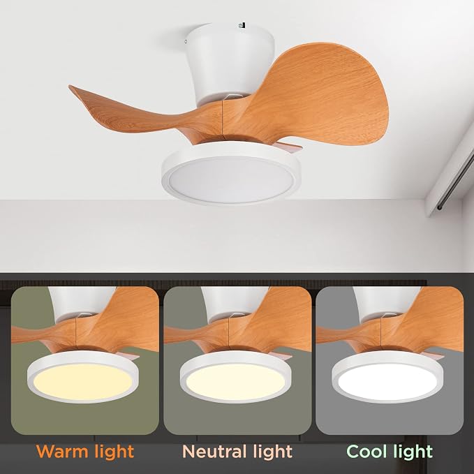 ocioc Quiet Ceiling Fan with LED Light 22 inch Large Air Volume Remote Control for Kitchen Bedroom Dining Room Patio