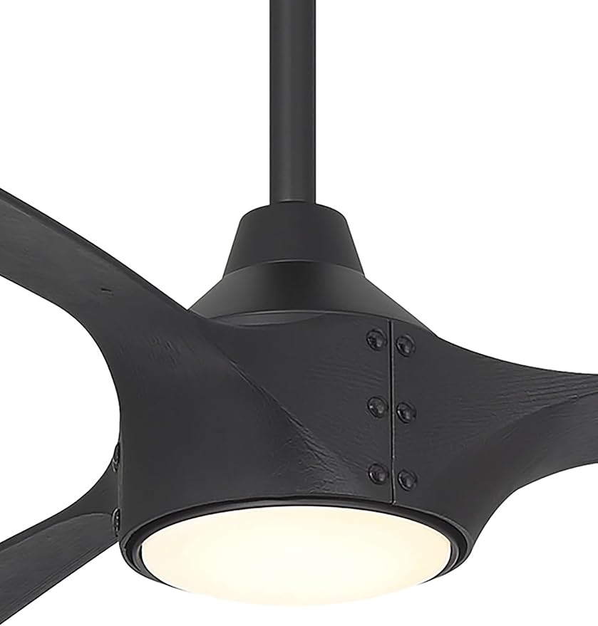 MINKA-AIRE F763L-CL/SSB Pierce 84" 3-Blade LED Smart Ceiling Fan - Coal and Shou Sugi Ban Finish Blades with Etched Lens