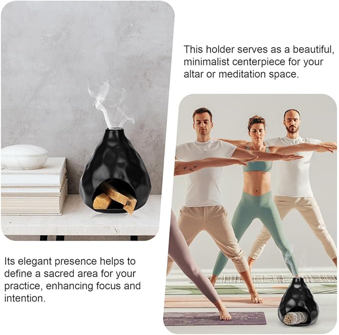 Incense Holder & Smudge Pot for Sage, Palo Santo & Incense Sticks/Cones | Ceramic Heat-Resistant Burner for Home Aromatherapy & Smudging | Home Wellness Accessory