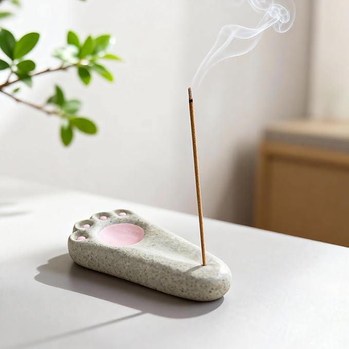 Mougigi Japanese Cute Dog Paw Ceramic Incense Holder - Handmade Mini Incense Stick Burner Tray for Patchouli/Sandalwood Incense, Home Decor, Yoga, Spa, Zen Altar & Meditation - Gift for Women