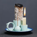 4 in 1 Ceramic Incense Burner Holder with Handle for Burning Sage, Palo Santo Stick, Joss Sticks, Candle in Your New House, Office, Yoga, Meditation Room (Sky Blue)