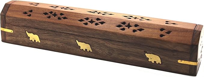 Yajna Traditional-Handmade Incense-Stick-and-Cones-Holder Incense-Burner-ash-Catcher-Stand (Wooden Coffin)
