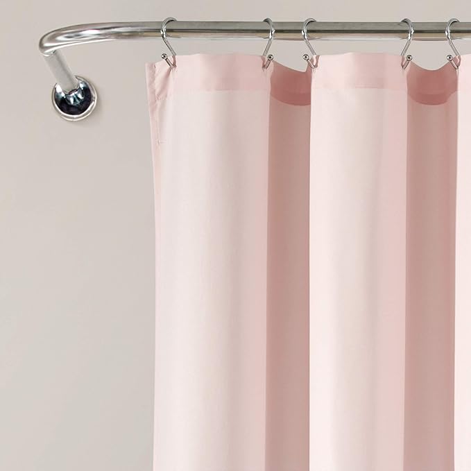 Lush Decor Tulle Skirt Colorblock Shower Curtain Single 72" W x 72" L Blush & White - Fabric Shower Curtains for Bathroom - Cute Bathroom Curtain