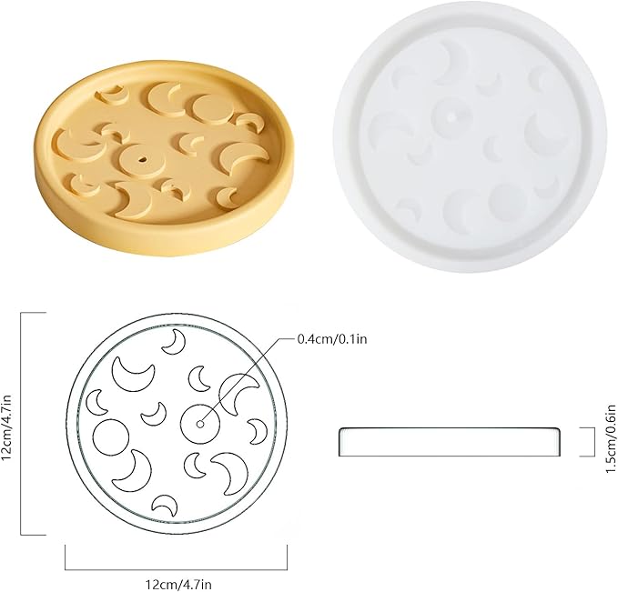 BOOWAN NICOLE Silicone Concrete Incense Holder Molds Sun and Moon Cement Aromatherapy Incense Tray Mould DIY Decoration Tool (SH0913)