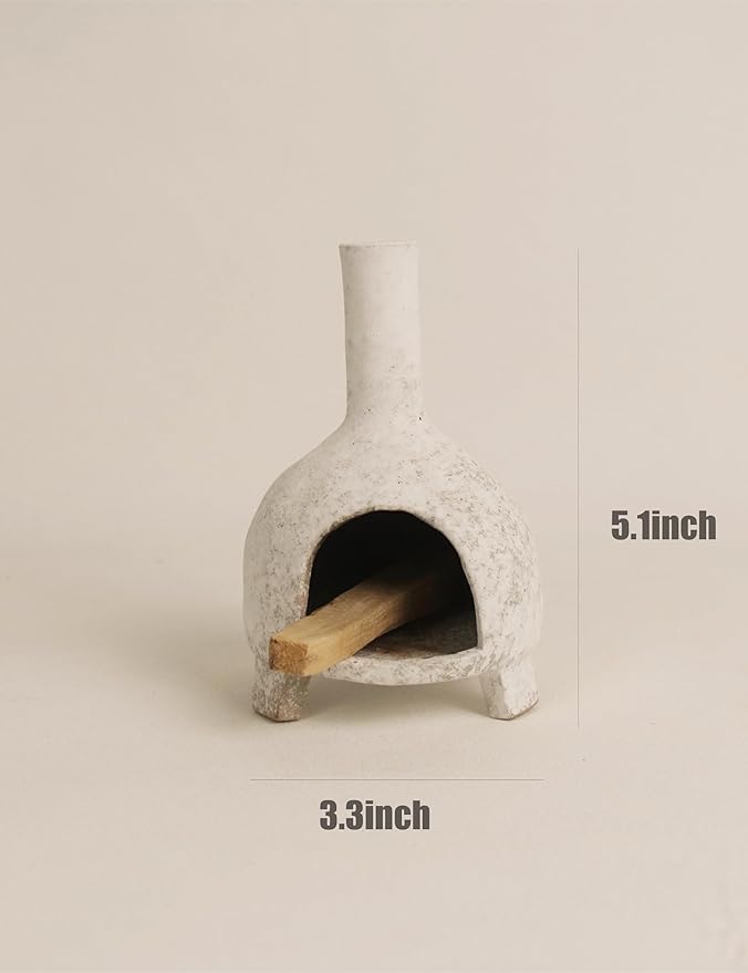Sculptural Ceramic Incense Holder & Burner, Handmade Textured Clay with White Glaze, for Sage & Palo Santo, Rustic Natural Centerpiece for Wabi-Sabi Yoga & Meditation