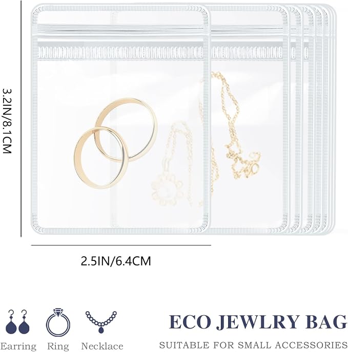 HOMEHIVE Travel Jewelry Bags, 20Pcs Clear Travel Jewelry Organizer, Portable Anti Tarnish Jewelry Storage Pouch Bag Gift for Women Girl, 20Pcs Clear Bags