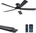 Ayaoty Ceiling Fans with Lights,46" Black Flush Mount Ceiling Fan Light with ABS Blades Reversible,3CCT Dimmable, Low Profile Fan Light for Indoor Modern Bedroom, Kitchen