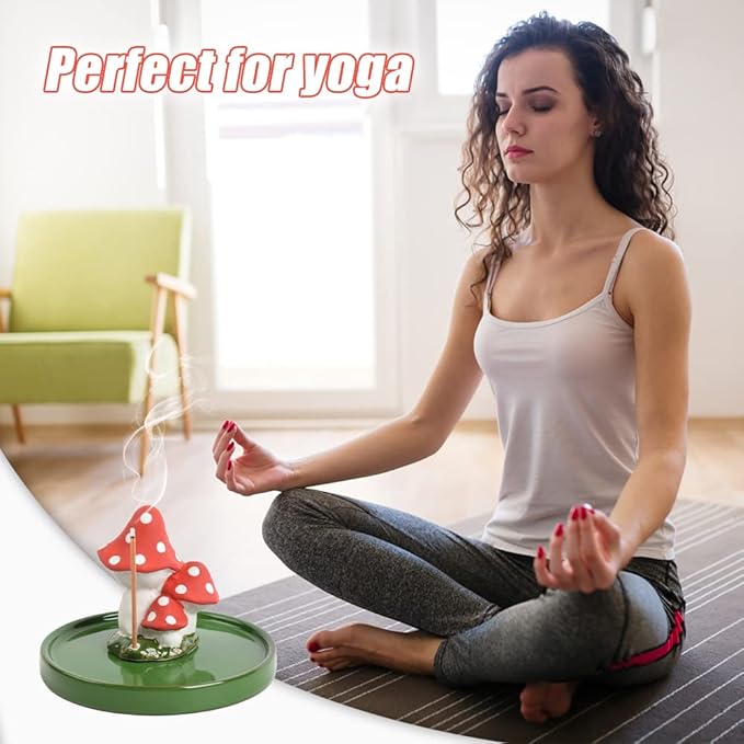 Mushroom Incense Holder, with 30 Incense Sticks, Handmade Incense Stick Burner, Nature Theme Incense Burner, Home Decoration Accessories
