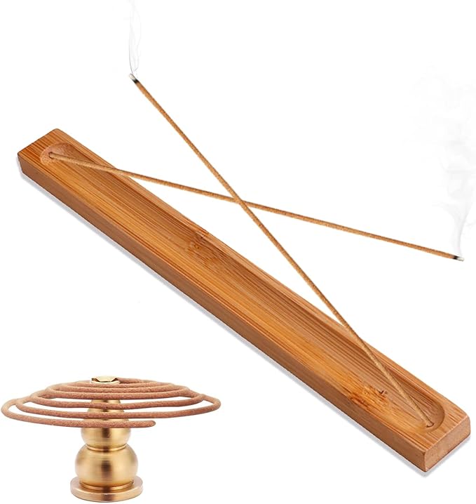 HOSSIAN Incense Holders-Bamboo Incense Holder for Sticks-Ash Catcher Wooden Handmade Gift 11 inches