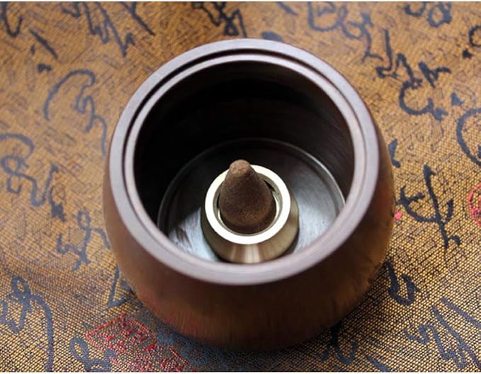 Acxico 1Pcs Mini Dual-Purpose Copper Incense Cone Stick Burner Plate Holder Censer Tower Bowl Home Decoration