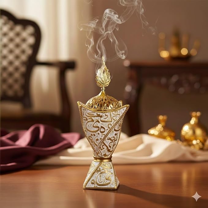 Bakhoor Burner, Charcoal Incense Burner, Frankincense Resin Incense Burner, Incense Burner for Yoga, Spa Aromatherapy，Office & Home Decor Gifts (Style2-white)