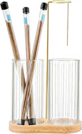 Glass Incense Holder,2 in1 Incense Sticks Burner Holder with Storage,Hang Upside Down Incense Holder for Sticks with Glass Ash Catcher and Incense Sticks Organizer for Yoga Spa Meditation Home Decor