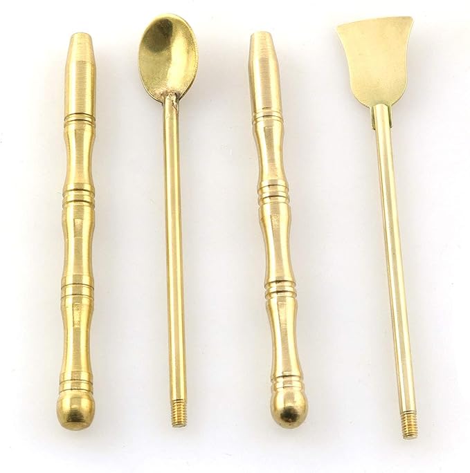 heyous 2IN1 Incense Tools Set Incense Equipment Copper Spoon and Shovel for Incense Burner Yoga Meditation Room