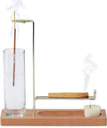 3 in 1 Incense Holder for Burning Insence-Stick & Palo Santo & Sage Sticks, Hanging Upside Down Incense Stick Burner with Glass Ash Catcher, Lasting Burning Palo Santo Sage Burner for Altar