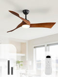 Sofucor 52 Inch Ceiling Fans with Lights, Solid Wood Indoor/Outdoor Ceiling Fan with Remote, Reversible DC Motor, 3 Blade Modern Ceiling Fan Light, Low Profile Ceiling Fans for Bedroom Patio Kitchen