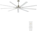 WINGBO Industrial Ceiling Fan No Light 84", 9 Aluminum Blades, 6 Speed Remote Control, Reversible DC Motor, for Home and Commercial Use, Living Room/Shop/Warehouse Nickel