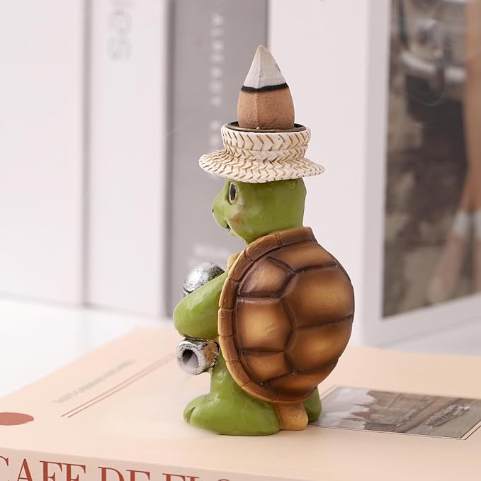 Turtle Incense Holder for Sticks and Incense Cone Holder, Mini Resin Turtle Figurines Incense Stick Holder, Cute Incense Burner for Yoga Meditation Home Office Decor,Turtles Gifts for Women (B)
