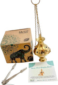 Brass Burning Hanging Censer, Charcoal Incense Burner with Charcoal Tong- Censer Incense Burner, Censer Incense Burner with Chains 7" High and 3.5" Diameter (Incense Burner)