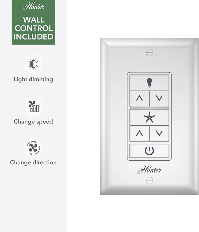 Hunter Downtown Indoor/Outdoor Ceiling Fan, Wall Control (Matte White, 72 inch)