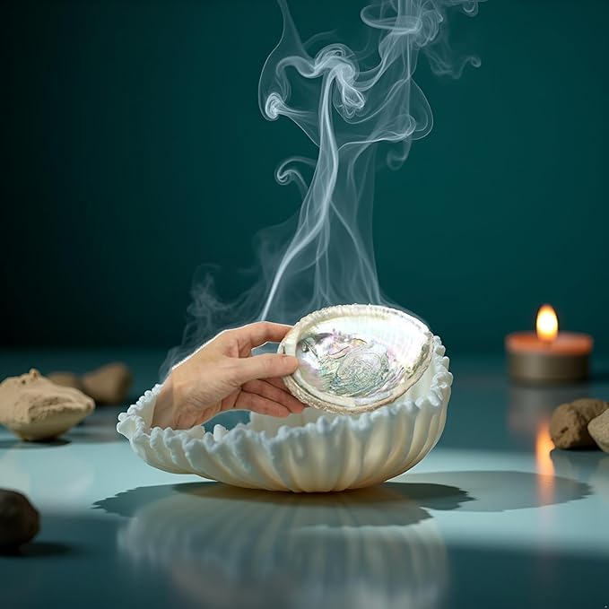 2Pcs Colorful Fashionable Large Abalone Shell Bowl,4-4.5 Inch Exquisite Natural Sea Shell Smudge Bowl for Sage Burning and Incense for Decor,Display and Great Gift,Incense and Incense Holders