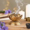 RITUALISTIC Lotus Brass Loban Burner Dhoop Holder and Candle Light Incense Burner Pooja Items Dhoop Batti Stand Sambrani Holder Pooja Room Decor Standard Lotus Loban Burner Valentine's day gifts items