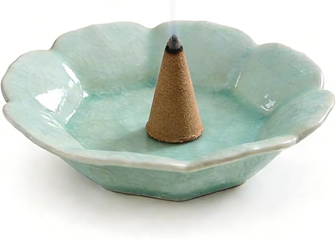 Incense Lotus Holder Bowl for Sticks Cones Sage Palo Santo 3 in 1 Incense Stick Burner Holder Ash Catcher for Meditation Yoga SPA, Balsam Fir/Palo Santo/Sage/Cone