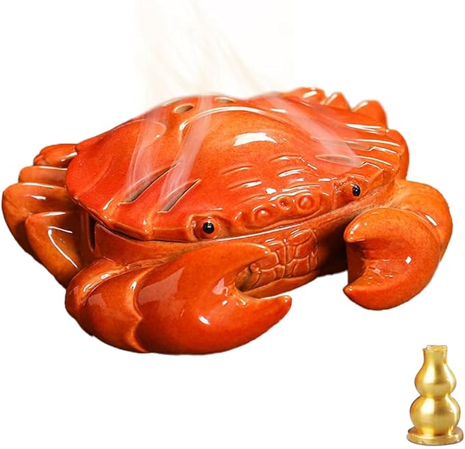 Crab Incense Holder with Incense Stick Holder Coil Incense Burner Ceramic Cons Incense Holder for Bedroom Yoga Room