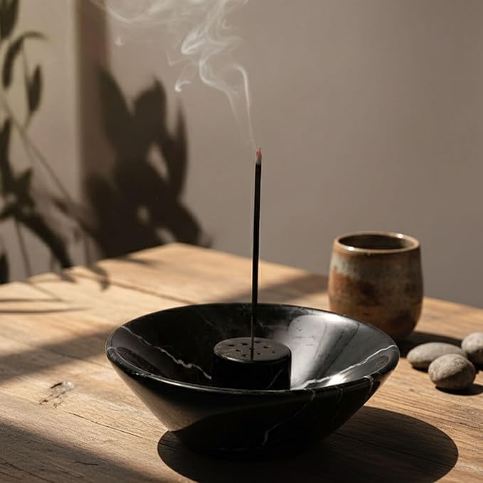 Radicaln Marble Incense Holder 5.5" Inches Black Handmade Incense Stick Holder for Living Room Décor, Ideal Incense Holder Marble Ashtray & Palo Santo Holder for Home Décor