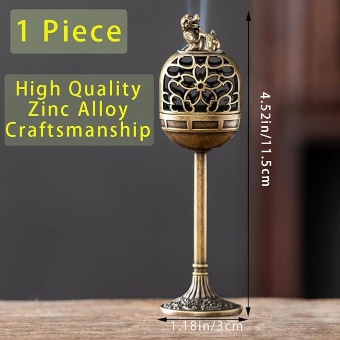 OULIGET High Leg Incense Burner,Carved Bronze Censer Frame,Meditation Small Tall Incense Burner Rack,Incense Holder Bakhoor Burner. Trumpet