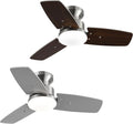 30 Inch Ceiling Fans with Lights and Remote, Bedroom Living Room Office, Flush Mount, 6CCT Dimmable, Dual Color 3 Blades 6 Speed Reversible Quiet DC Motor, Sand-Nickel/Wood Grain, 2 Pack