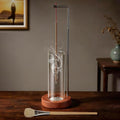 EMETE Incense Holder with Glass Ash Catcher, Retractable Wooden Incense Burner Fits Short, Long & Extra-Long Incense Sticks, Mess-Free Ash Catcher for Meditation Yoga Decor
