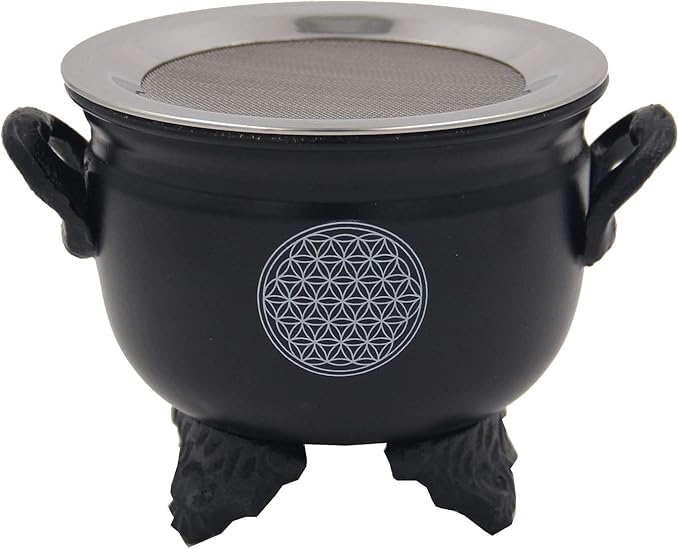 Large Metal Charcoal Incense Burner (Flower of Life)