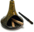 Ceramic Palo Santo Holder & Ash Catcher with Mini Chimney, Incense Holder & Sage Burner, Wabi-Sabi Home Decor for Meditation & Yoga(Antique Ochre)