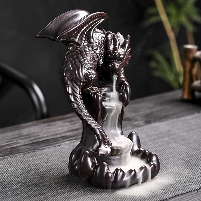 Dragon Backflow Incense Burner, Waterfall Incense Holder Ornamen Statue Fountain Home Decor