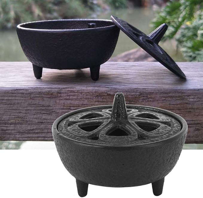 Cast Iron Incense Aromatherapy Burner for Home, Bathroom and Bedroom Decor, Ideal as Household Incense Holder and Container