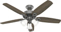 Hunter Builder Plus, Indoor, Ceiling Fan, Pull Chain, 52 inch, Matte Silver