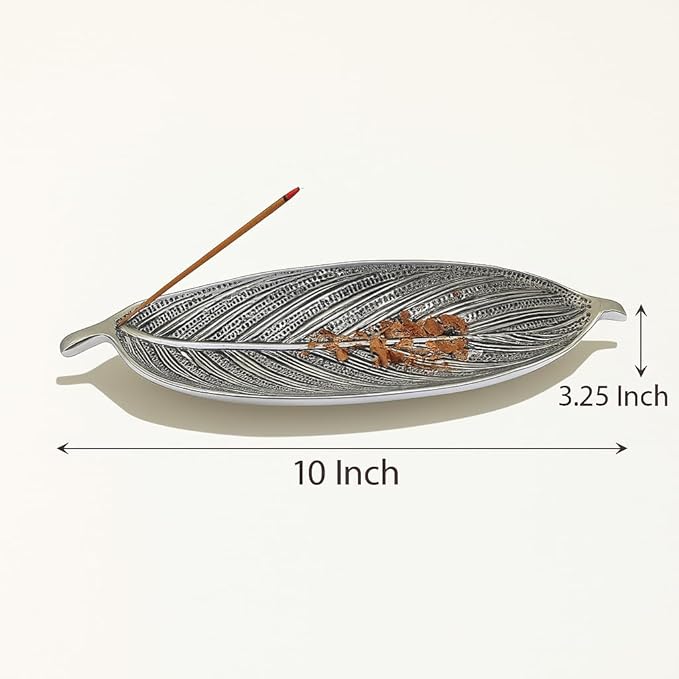 Pure Source India Aluminum Agarbatti Stand New Year Gifts (10 x 3.25 x 2 inch, Silver)