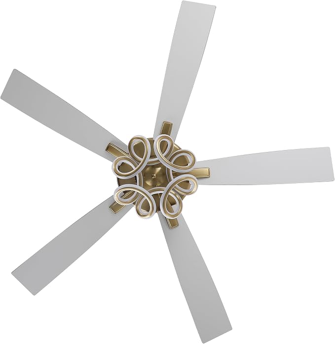 52" Gold Ceiling Fans with Lights and Remote/APP, RGB Color Changing LED Lighting Ceiling Fan, Indoor Outdoor Modern Luxury White and Gold Ceiling Fan for Living Room, Bedroom, 3CCT, 6 Speeds