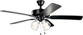 Kichler Basics Pro Premier 52 in Ceiling Fan with Light, Reversible Blade Indoor Fan with 4200 CFM High Airflow in Satin Black, LED Bulbs Included for Bedroom or Kitchen, 330016SBKS