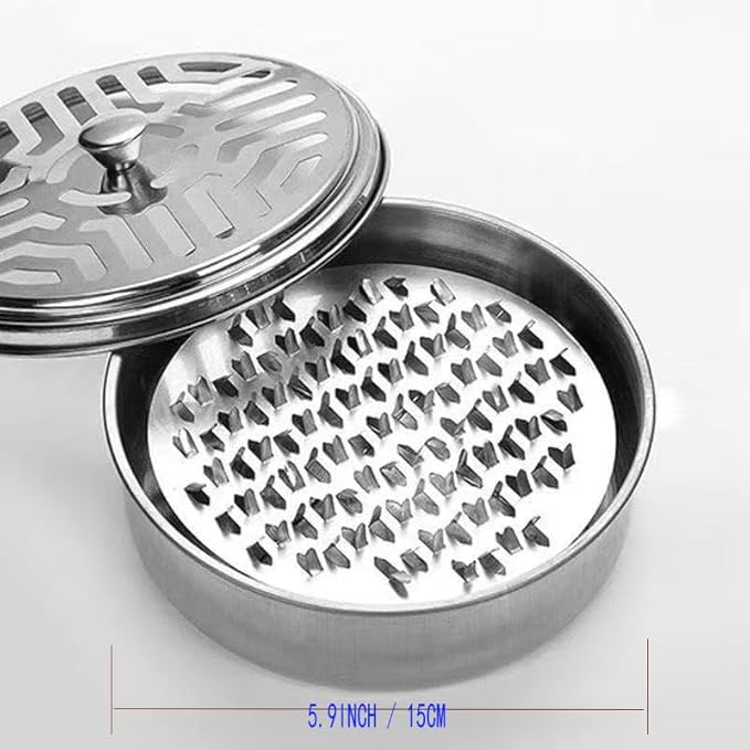 2 Portable Mosquito Coil Holder, Mosquito Incense Box Sandalwood Holder with Handle, Fireproof Incense Burner for Home Office Camping (Silver) (2)