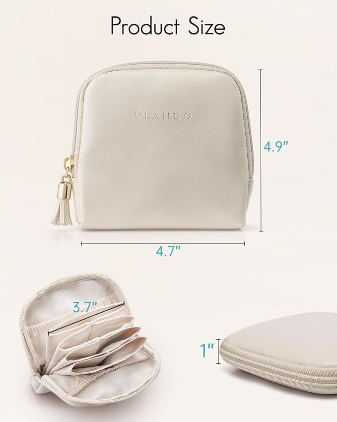 VLANDO Small Travel Jewelry Case,Gifts for Women,Jewelry Pouch Bags with Zipper,Velvet Jewelry Organizer Storage Bag for Bracelet Rings Earring-Cream White