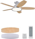 VONLUCE Ceiling Fans with Lights, 42 Inch Ceiling Fan and Remote, Full-spectrum LED Light, 3CCT, 6-Speeds Noiseless Reversible DC Motor, Modern Flush Mount Ceiling Fan for Farmhouse Bedroom Indoor