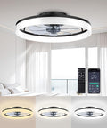 Ceiling Fans with Lights and Remote, 20" Modern Low Profile Ceiling Fan, 6-Speed Quiet Reversible Motor, Flush Mount LED Fan Light,Fandelier Ceiling Fans for Bedroom (Black)