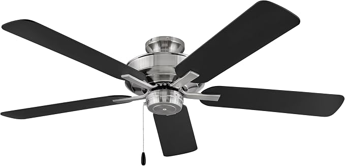 Hinkley Metro 52" Indoor Dual Mount Ceiling Fan, Traditional Style, Reversible Wooden Fan Blades, Brushed Nickel w/Matte Black or Silver Blades, Remote Sold Separately